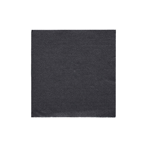 Eine schwarze 24x24 cm große PAPSTAR DAILY Collection Serviette (20er-Pack) der PAPSTAR GmbH auf weißem Hintergrund.
