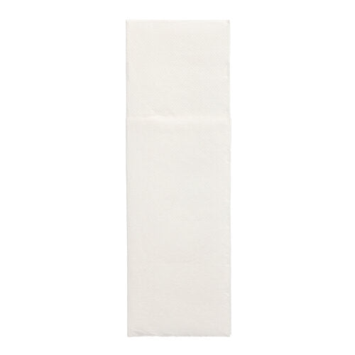 På en enkel, hvit bakgrunn er en enkelt, ubrettet serviett "DAILY Collection" 48 x 30 cm med bestikkfold fra PAPSTAR GmbH fra 50-pakken avbildet.