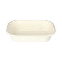 The PAPSTAR The Gastronorm GN 1/4 container is a white, rectangular, eco-friendly container made from sugarcane by PAPSTAR GmbH with rounded corners and a white background. The package contains 1 piece.