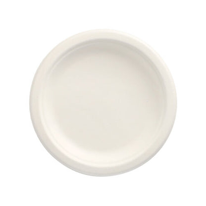 A PAPSTAR 50 sugarcane "pure" plate from PAPSTAR GmbH, simple and round in white, is shown from above against a white background.