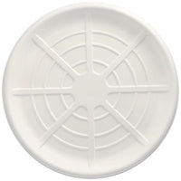 La PAPSTAR 25 bandejas de servicio redondas «pure» de caña de azúcar de la PAPSTAR GmbH son unas bandejas redondas y blancas con círculos concéntricos en relieve y líneas geométricas; son respetuosas con el medio ambiente e ideales para una presentación sostenible.