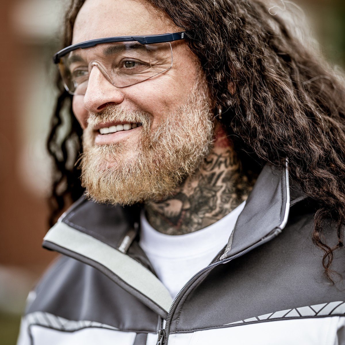 NITRAS VISION PROTECT BASIC, temple glasses, transparent / navy blue, EN 166 plastic | Pack (12 pieces)