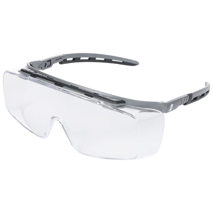 NITRAS VISION PROTECT PREMIUM, temple glasses, transparent / gray, ISO 16321-1 plastic | Pack (10 pieces)