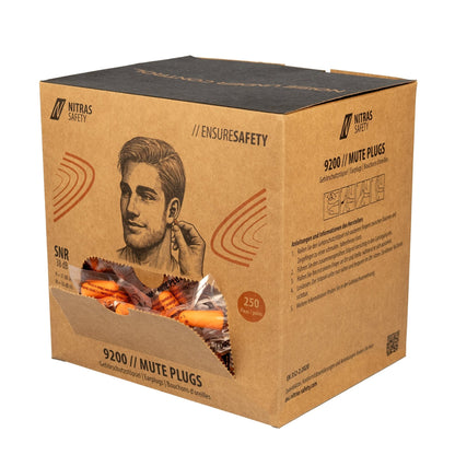 NITRAS MUTE PLUGS, tapones para los oídos, naranja, EN 352-2, 250 par/caja PU | Paquete (1 pieza)
