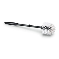 The Nölle Profi Brush toilet brush, made from recycled granulate, with a black handle and white bristles, from Nölle Profi Brush Bürsten- & Pinseltechnik e.K., is durable, effective, and environmentally friendly. Shown on a white background.