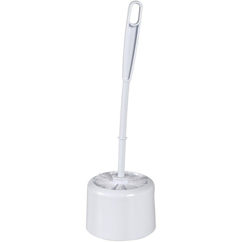 The Abena Re-Seller GmbH WC set (White/White) in a box of 12 with a long-handled white toilet brush and matching holder is ideal for any bathroom.