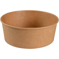 Un recipiente marrón de papel kraft/PE de Abena Re-Seller GmbH, con una capacidad de 1.100 ml, 18,7 cm de diámetro, sin tapa y con paredes lisas. Unidad de embalaje: 50 unidades. Se muestra sobre fondo blanco.