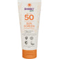Un tubo de 100ml de crema solar Bambo Nature SPF50 de Abena Re-Seller GmbH, sin colorantes ni perfumes, dermatológicamente probado, vegano, seguro para los arrecifes e ideal para piel sensible. 6 paquetes en la caja.