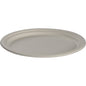 An oval, white bagasse plate (20 x 26 cm) from Abena Re-Seller GmbH, photographed against a white background. This eco-friendly plate comes in a pack of 50 and is ideal for environmentally conscious events.