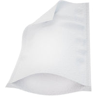 A single white ECO molton washcloth (22.5 x 15 cm) from Abena Re-Seller GmbH, with sewn edges and a textured surface, partially lifted to reveal its thickness and flexibility—just like the 50-pack from the ultra-sonic line.
