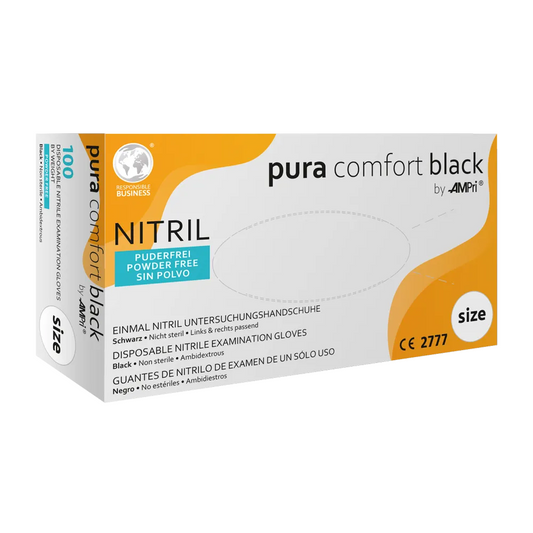 Ampri puracomfort guanti di nitrile neri, nero | Box (100 pezzi)