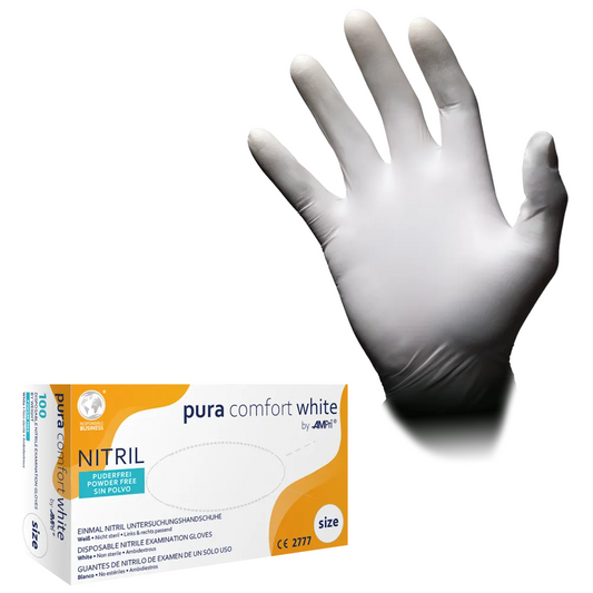 Ampri puracomfort guanti di nitrile bianco, bianco | Box (100 pezzi)