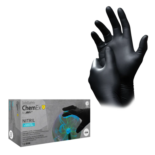 Ampri SolidSafety chem ex antistatic nitrile chemical protection gloves S - XXL