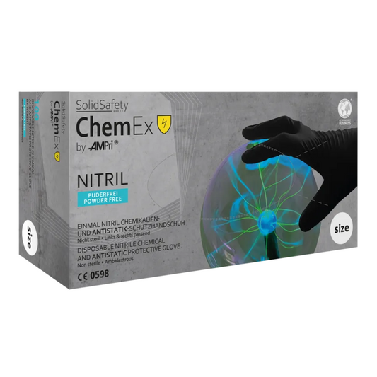 Guantes de protección química de nitrilo nitrilo Solidsafety de AMPri S - XXL