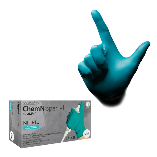 Guantes de protección química de nitril nitril de seguridad sólida de AMPri