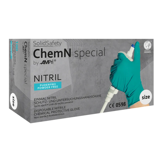 Guantes de protección química de nitril nitril de seguridad sólida de AMPri