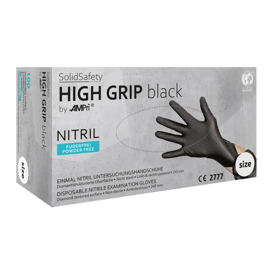 Guantes de protección química de Nitril Nitril Nitril Nitril AMPri SolidSafety Black S - XXL