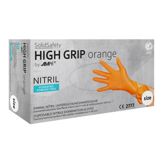 Ampri SolidSafety High Grip Orange Nitril Glove de protecție chimică S - XXL