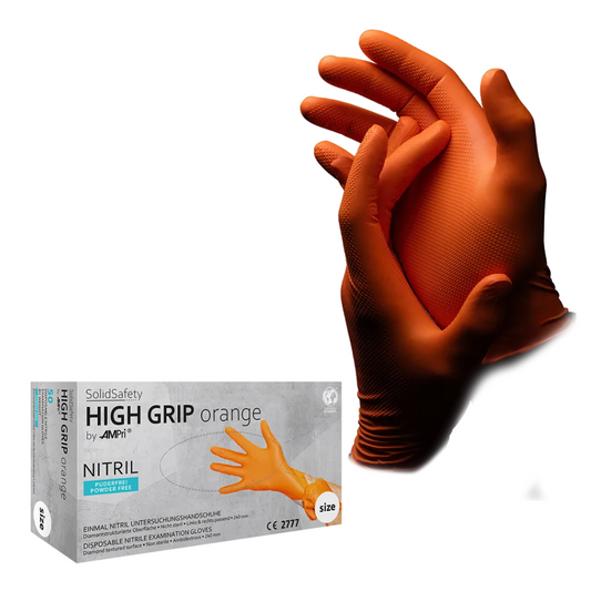 Ampri SolidSafety High Grip Orange Nitril Glove de protecție chimică S - XXL