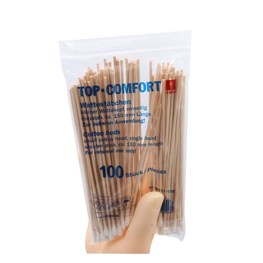 Ampri-Top-Comfort una vez Wattstabchen con Nature Wooden Stick 150 mm | Paquete (100 piezas)