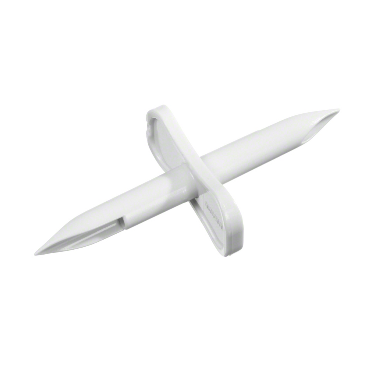 Das B. Braun Transofix® Transferset der B. Braun Deutschland GmbH & Co. KG ähnelt einem Kreuz mit zwei spitzen Enden und ist ein elegantes weißes Kunststoffwerkzeug, das wie geschaffen für Aufgaben im Zusammenhang mit Gartenarbeit oder Bepflanzung zu sein scheint.