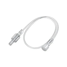 Die B. Braun Infusionszubehör Original Perfusor®-Leitung MR verfügt über einen flexiblen, durchscheinenden Anschluss mit einem gerippten zylindrischen Ende und einem glatten, abgerundeten Ende, ideal für die Infusionstherapie.