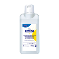 A 500-ml bottle of BODE Bacillol® AF Surface Disinfectant by Paul Hartmann AG. The label features blue and yellow graphics and provides information in.