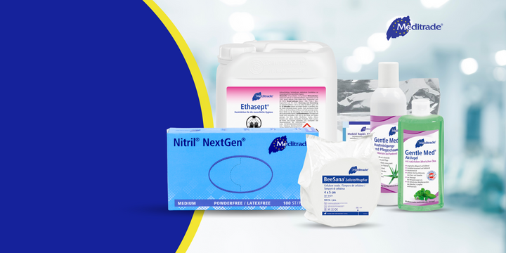Medizinische Produkte von Einweghandschuhen bis zu Desinfektionsmittel von Meditrade