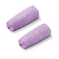 The image shows two cylindrical rollers in light purple, designed for peeling with a rough texture. These abrasive rollers resemble those in the Beurer MP 59 refill set for callus removers from Beurer GmbH and feature flat ends with a small protruding attachment on one side.