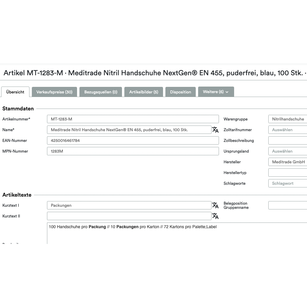 Screenshot of a webpage listing for "Altruan UnitTable Sync: Weclapp Packaging Units and Bill of Materials Generator" on Amazon, including product details like type, size, marketplace.