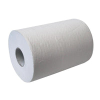 A large white CWS paper towel roll, 3-ply, unperforated, with a visible cardboard core in the center, pictured against a plain white background.