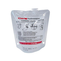 The CWS Liquid Toilet Seat Cleaner | 1 piece is a clear plastic bag containing 300 ml from CWS, labeled for hygienic use. It comes with black-and-red instructions and features a pour spout with a hanging hole for easy handling.