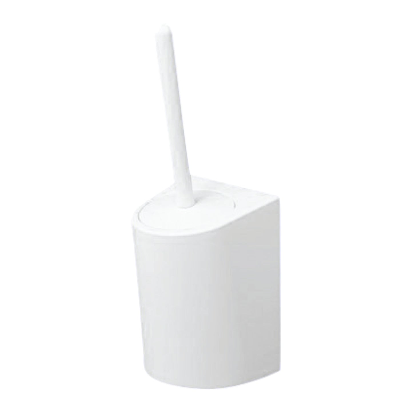 El cepillo de inodoro CWS ParadiseLine | 1 pieza de CWS es un cepillo de inodoro de plástico blanco con soporte, que ofrece un diseño simple y moderno para una limpieza a fondo; representado sobre un fondo blanco.