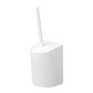 El cepillo de inodoro CWS ParadiseLine | 1 pieza de CWS es un cepillo de inodoro de plástico blanco con soporte, que ofrece un diseño simple y moderno para una limpieza a fondo; representado sobre un fondo blanco.