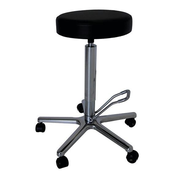 The Novocal operating stool features a stainless steel frame, a five-star base made of die-cast aluminum, and an adjustable height - ideal for medical facilities. Delivered in one piece.