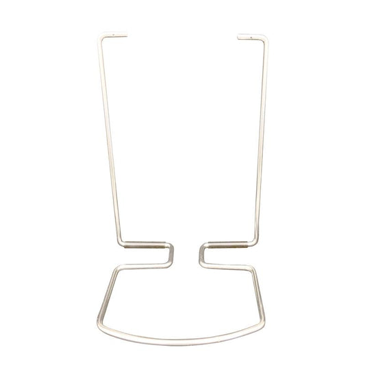 Der Armhebel für manuellen Spender von Diversey Deutschland GmbH & Co. OHG besteht aus Edelstahl, hat eine rechteckige Basis, zwei gebogene vertikale Arme mit Haken und ist zur hygienischen Bedienung manuell montierbar. Foto vor weißem Hintergrund.