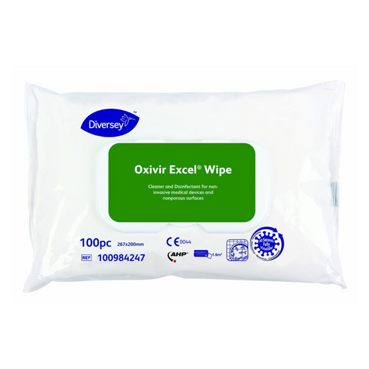 DIVERSEY OXIVIR® Excel Wipe Desinfection Handdukar med ett brett utbud av effekter | Paket (100 handdukar)