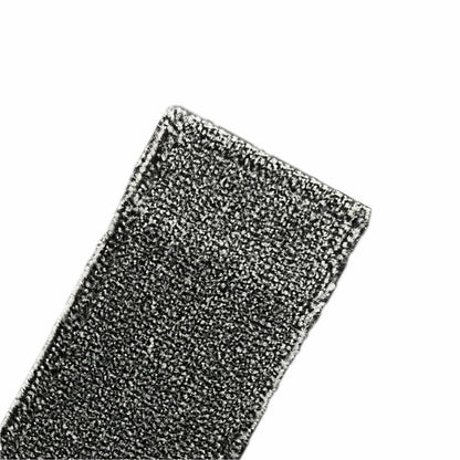 Close-up of a rectangular gray Arcora Excellent Scrub-Hedgehog 2.0 Fc-Mop fabric with hedgehog bristle structure and sealed edges, by Arcora International GmbH, with color coding, on a white background.