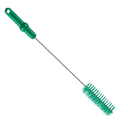 KG Haug-rørbørsten Haug Bürsten med V2A rustfri ståltråd PBT medium 500 x Ø40 mm i grønn, med stive børster og en slitesterk vridd stang, er ideell for hygienisk rengjøring av rør; isolert på hvit bakgrunn.
