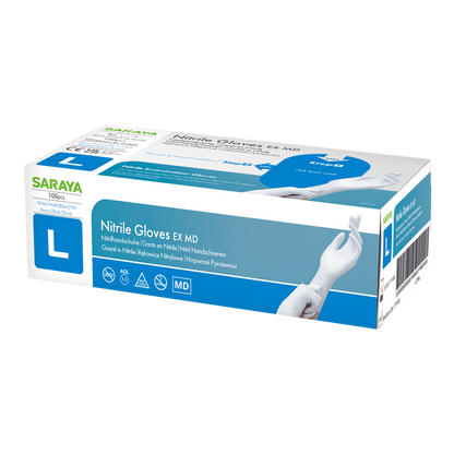Guantes desechables nitrilo Saraya EX MD blanco