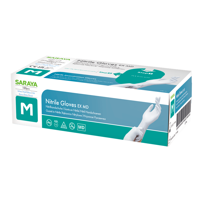 Guantes desechables nitrilo Saraya EX MD blanco