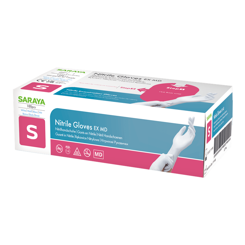 Guantes desechables nitrilo Saraya EX MD blanco