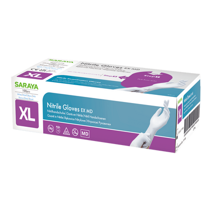 Guantes desechables nitrilo Saraya EX MD blanco