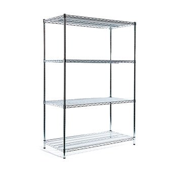 The Novocal standing shelf extension unit made of high-gloss chrome precision steel offers additional storage space with four adjustable shelves. The shelf from Novocal stands on four legs and is available as 1 piece per package.