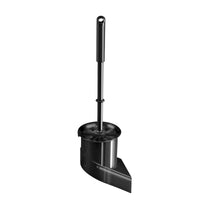 La Haug Bürsten El juego de accesorios de pared para el baño de KG con cepillo redondo (115 x 100 x 410 mm, negro) incluye un mango largo y un cabezal de cerdas redondo, todo ello en un soporte negro inclinado a juego, ideal para cualquier cuarto de baño moderno. Contenido del paquete: 1 unidad.