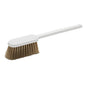 The OVEN BRUSH, PEEK NATURAL, Ø0.40MM MEDIUM, 395x60x60mm from Haug Bürsten KG has a white handle and dense light brown bristles, ideal for oven cleaning, depicted on a simple white background.