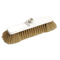 La Haug Bürsten El cepillo KG BESEN, MEZCLA DE PELOS RUBIOS 30/70, 280 × 50 × 55 mm, cuenta con cerdas de una mezcla de pelos rubios y una base de plástico blanco con un orificio roscado central, lo que lo hace ideal para una limpieza eficaz en todo tipo de superficies.