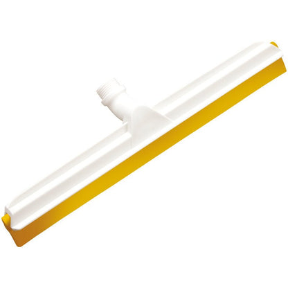 The Haug Bürsten KG JOINT WATER SQUEEGEE, 2-lip food grade, 560x43x22mm has a white-yellow head with central threaded socket for handle attachment, designed for the food industry and is set on a plain white background.