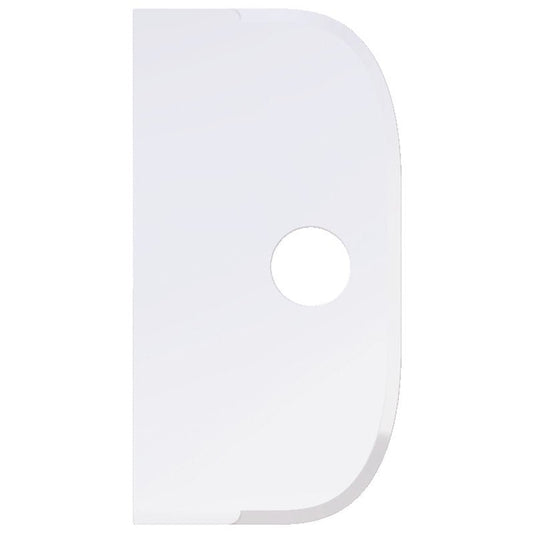La espátula grande, de PP, flexible, de 230 x 118 mm de Haug Bürsten KG es un rascador de polipropileno blanco y rectangular, con bordes redondeados, un lado derecho abombado y un orificio circular en el centro. El fondo es de color blanco liso.