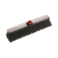 The IN-UP LARGE-AREA BROOM from Haug Bürsten KG features a wide, black broom head measuring 400x60x65 mm with stiff, dark polyester bristles (ø 0.60 mm) and a red plastic base, perfect for professional cleaning.